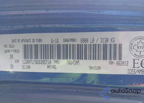 2016 Ram 1500 Sport из США, поврежденный, VIN 1C6RR7UT8GS395710